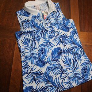 Women's Tommy Bahama Blue/white Sleeveless Golf Polo Size Small NWT